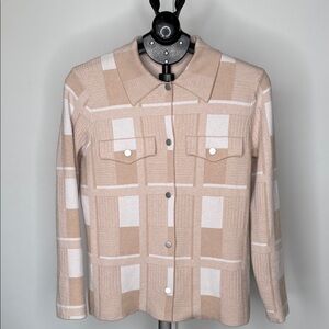 Sioni Beige and White Plaid Cardigan